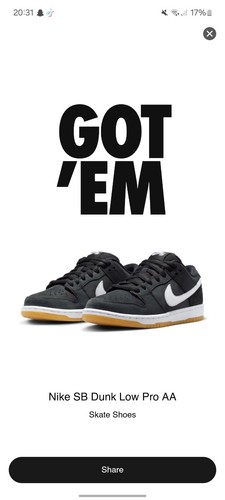 Nike SB Dunk Low Pro Black/White Size UK10 - Picture 10 of 10