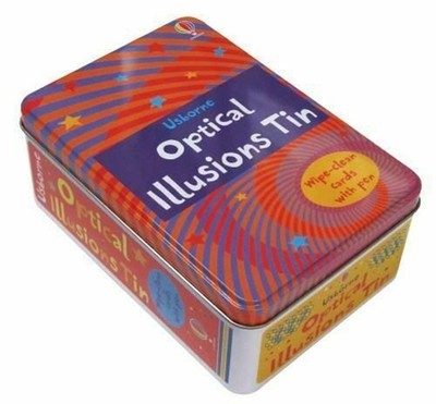 OPTICAL ILLUSIONS TIN - Usborne Activity Set Wipe Clean Cards Home Travel NEW!