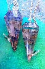 ORGONE KYANITE DOWSING PENDULUM, KYANITE With SELENITE PENDULUM