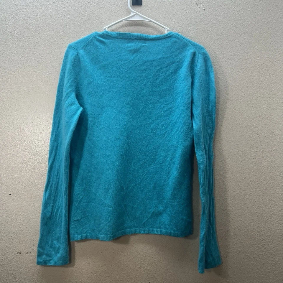 Peck & Peck Collection 100% Cashmere V Neck Sweater Blue Womens Sz L Luxury - Image 3 of 4