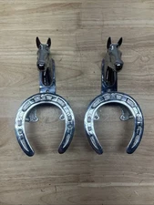 2 Chrome Horse Head Bridle Bracket Tack Hangers