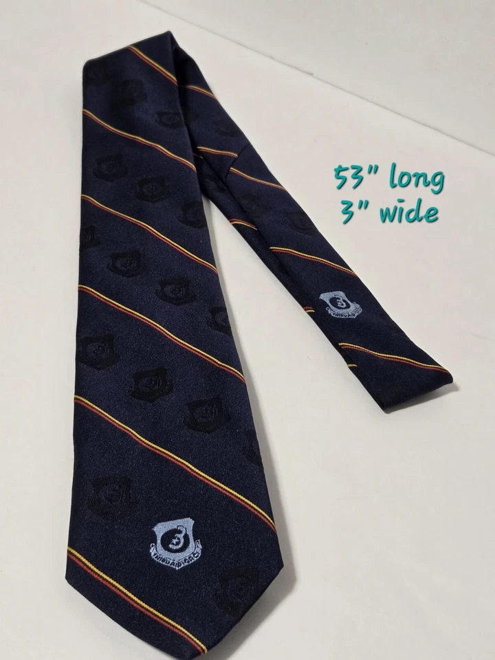 RARE Unique Third Air Force Logo Mens Tie Navy Blue Stripes Pattern Military Foto 2 de 4