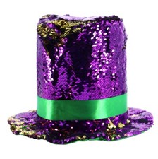 Mardi Gras Purple and Gold Sequin Top Hat