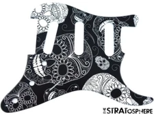 * NEW Stratocaster PICKGUARD for Fender Vintage Strat 8 Hole Skulls Print