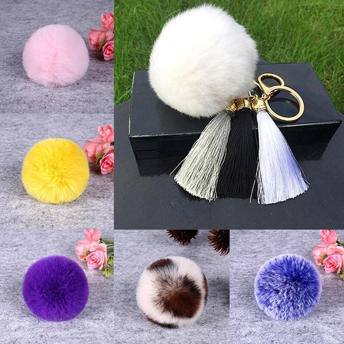 8cm Furry Faux Fur Pom Pom DIY for Hat Scarf Handbag Key Chain DIY Accessories - Picture 3 of 31
