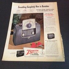 Vintage Zenith Portables Radios Car Ad Clipping Original Magazine Ad Alcoa Rever