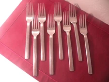 Set Of 8 Dinner Forks Grayson Hampton Silversmiths Glossy Stainless 7 3/4"