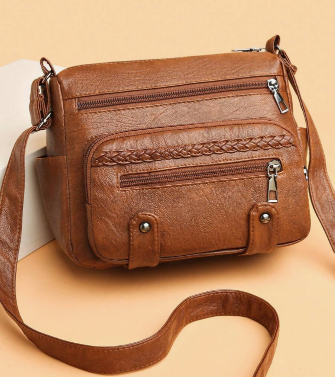 **Stylish Studded Crossbody Bag for Women – Multi-Pocket Faux Leather Shoulder Purse**  -image