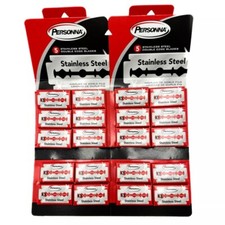 Personna Red Chrome Double Edge Stainless Steel 100 Blades 20 BOXES OF 5