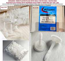 100 / 200 PLASTER PLUG FIXINGS WITH NEOPRENE SEALS 8MM X 70MM BAG FIXING DAMP PR