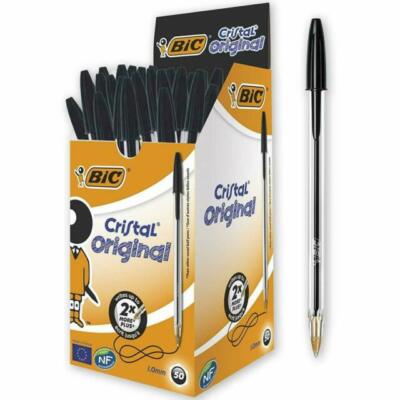 BIC Box mit 50 Cristal Original Kugelschreiber Mittlere Spitze 1,0 mm) - Schwarz