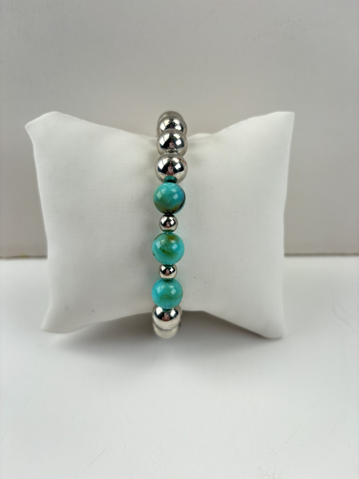 3 Pc Beaded Stretch Adjustable Bracelets Silver T… - image 4