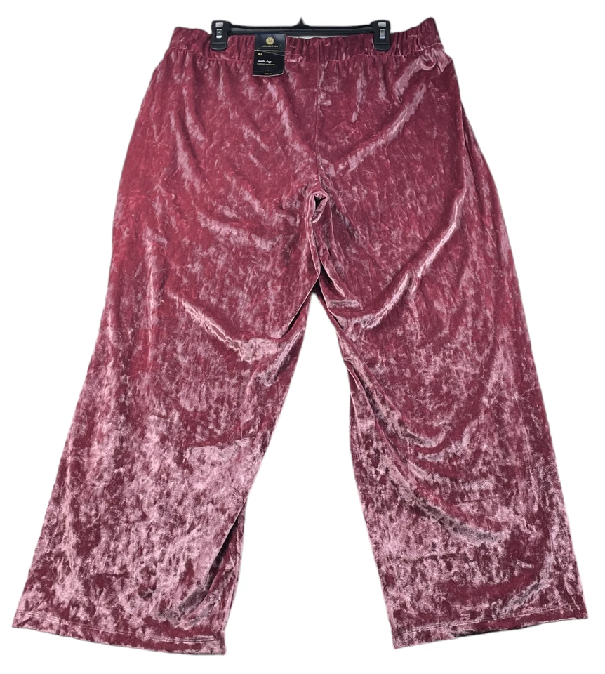 Pantalones de salón JM Collection para mujer talla XL rosa terciopelo pierna ancha nuevos Foto 2 de 4