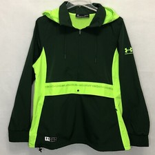 Under Armour 1/2 Zip Pullover Hooded Anorak Jacket Neon Women Large 1365422-301