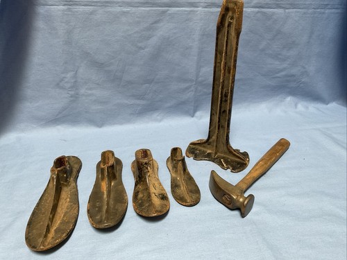 Antique Shoe Cobbler Hammer Shoe Stand and Molds