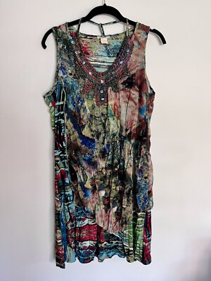 Klozlyne Dress Size L Unique Tie Dye Beachy Summer Boho Sleeveless