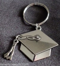 Engravable Pewtertone Graduation Cap Keychain School College Graduate Gift