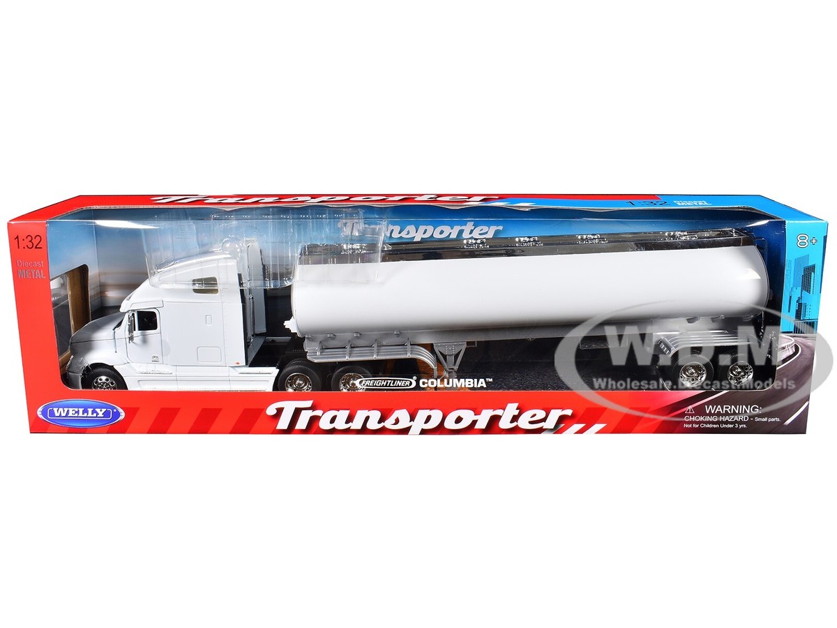 FREIGHTLINER COLUMBIA TRUCK W/TANKER WHITE 1/32 DIECAST MODEL BY