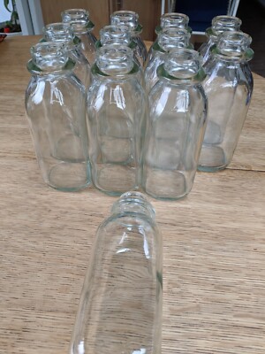 For a Lot of 12 Clear Vintage 1-Pint Glass Milk Bottles - Great Wedding Vases