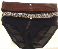 Victorias Secret Bikini Style Panties Luxe Logo Waist Size L Sheer Solid Animal