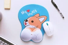 Corgi face 3d mouse pad soft with wrist rest computer with wrist rest