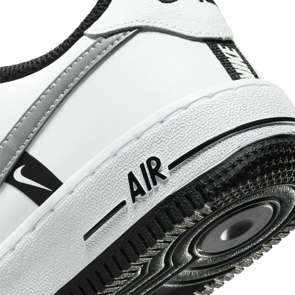 Nike Air Force 1 Bajo Negro Blanco Gris Reflectante 3M CT4683-100 Talla 4Y-7Y Nuevo Foto 4 de 4