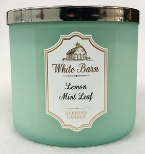1 Bath Body Works White Barn Lemon Mint Leaf Large 3 Wick Candle