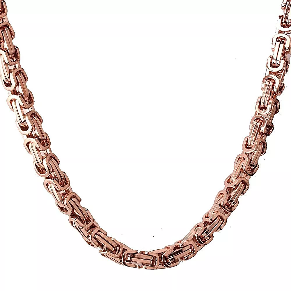 80CM X 5MM Rose Gold King Chain Byzantines Necklace Curb Stainless Steel