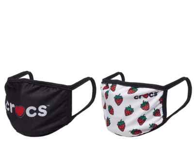 Crocs 2-Pack Strawberry/Black Face Mask Adult One Size Fits Most 2-ply Reusable