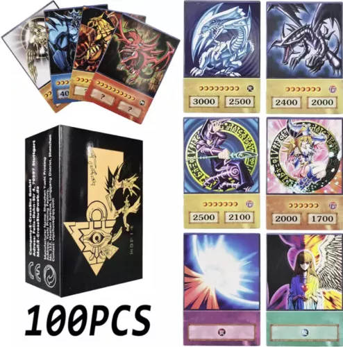 Tarjetas estilo anime YUGİOH 100 piezas Blue Eyes Dark Magician Exodia Obelisco RA Slifer - Imagen 1 de 8