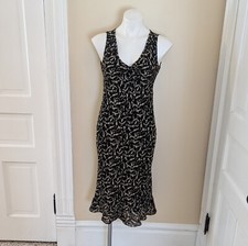 Vintage Nine West silk black midi dress with cream floral print size 4