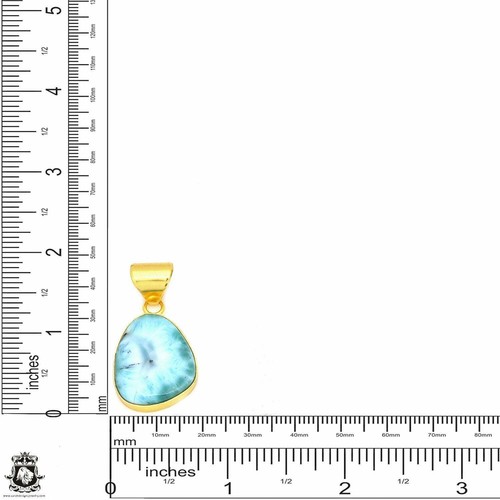 Larimar 24K Gold Plated Pendant 3mm Snake Chain GPH524 - Picture 4 of 10