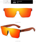 DUBERY Rimless Wood Polarized Sunglasses Men Women Square Wooden Temple Glasses 