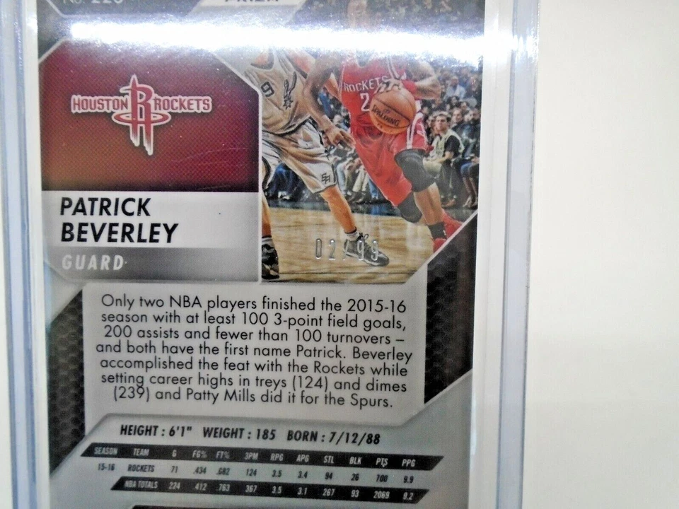 2016-17 PANINI PRIZM #223 PATRICK BEVERLEY BLUE WAVE PRIZM 02 /99 - Image 4 of 4