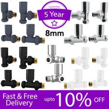 UK Radiators Valves Manual Brass Round Angled/Straight 8mm *Twin Pack Pair* Taps