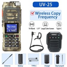 UV-25 10W WALKIE TALKIE LONG RANGE TRI-POWER TWO WAY RADIO DTMF BLUETOOTH MIC 1X