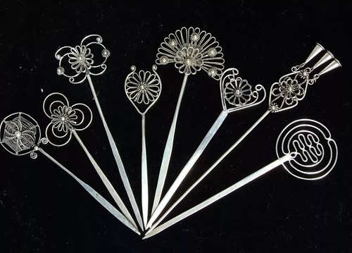 Traditional exotic tribal Chinese handmade filigree Miao silver hairpin 1piece - 第 4/51 張圖片