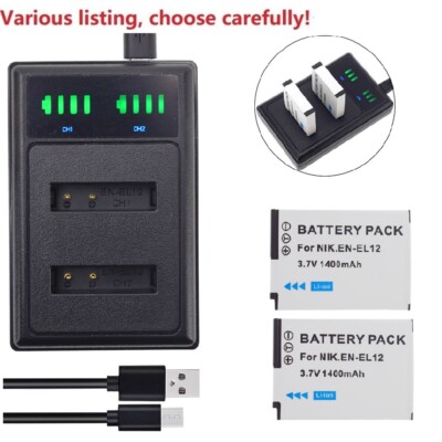 EN-EL12 Battery or charger for Nikon Coolpix A1000 B600 AW110