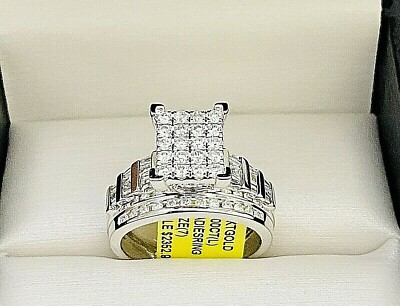 Zertifizierter echter Diamant Ring Hochzeit Verlobung Jahrestag 10K massiv Weißgold