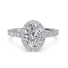 Lab-Created 2.40 Ct Oval Cut Diamond Halo Engagement Ring 14K White Gold FN
