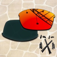 Fire Red Polarized Replacement Lenses  Rubber Kit for Oakley Flak Jacket AF