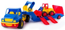 Tieflader Lkw mit Bagger, 56cm, Gummi-räder, abnehmbare Ladefläche