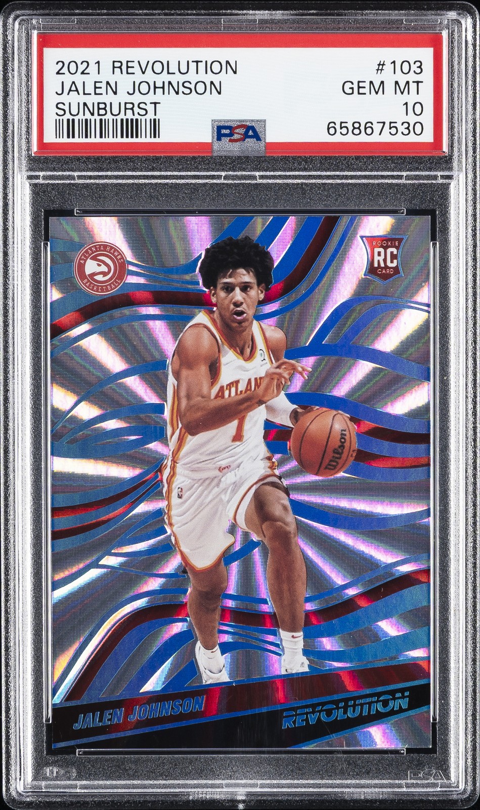 2021 PANINI REVOLUTION SUNBURST #103 JALEN JOHNSON 25/60 PSA 10