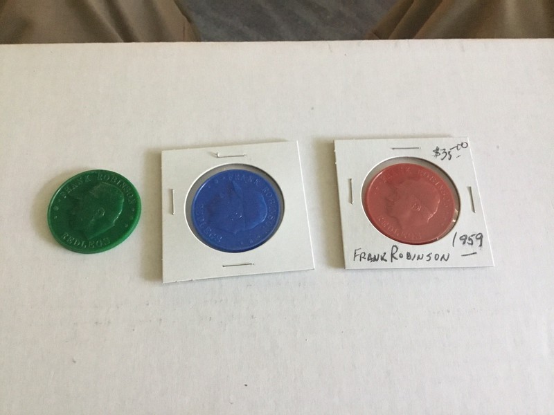 Frank Robinson, Cincinnati Redlegs, 1959 Armour Coins, Lot Of 3 Diff.