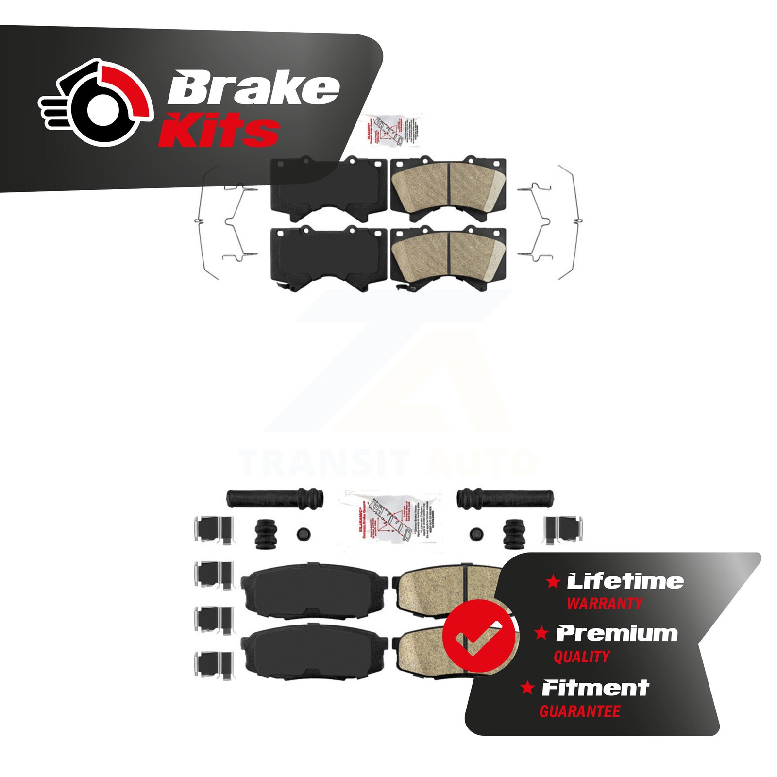 Front Rear Ceramic Disc Brake Pads Kit For 2007-2021 Toyota Tundra