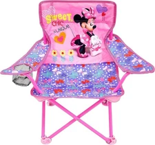 Camping Fold N Go Chair with Carry Bag, Minnie - Bows - PINK
