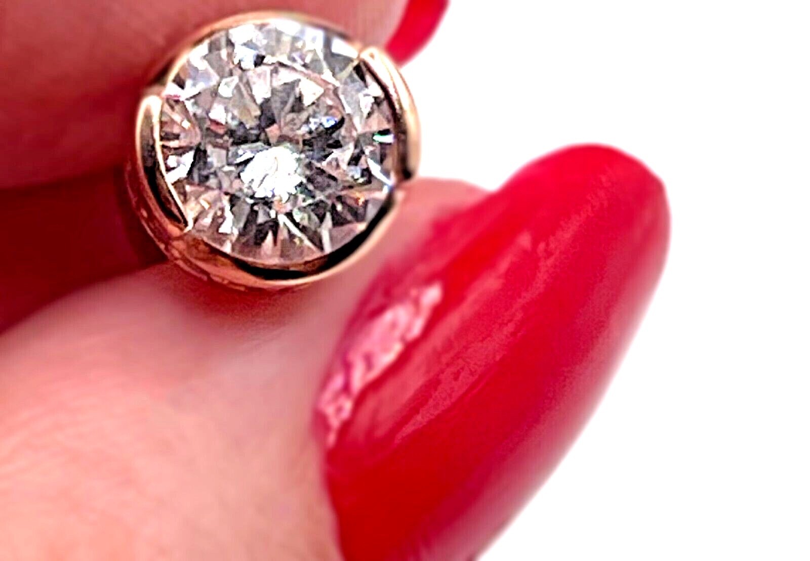 TOVA PIERCED DIAMOND/DIAMONIQUE CZ EARRINGS STUD ROSE GOLD/S/S QVC