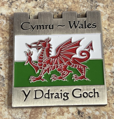 Wales Geocoin SQUARE-UNACTIVATED-Cymru Wales-Y Ddraig Goch-Red Dragon 2006