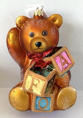 Christopher Radko Christmas Ornament FAO Teddy Bear With Blocks Limited Edition