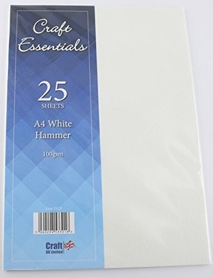 Craft Essentials 25 Blatt weiß gehämmert A4 Karte 100 g/m²